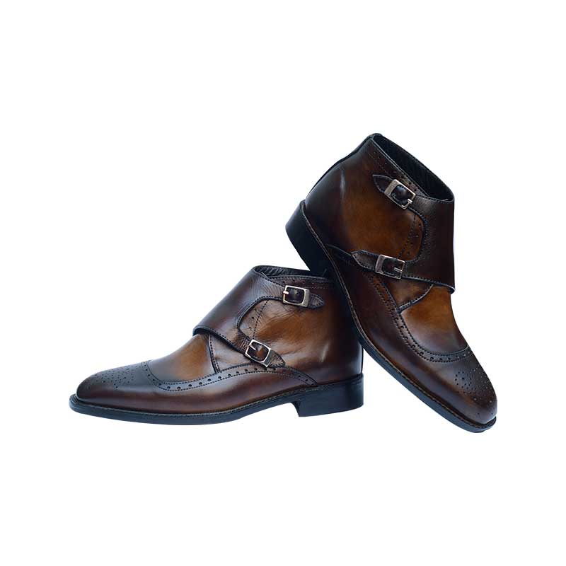 Double Buckle Long Boot with Patina Console